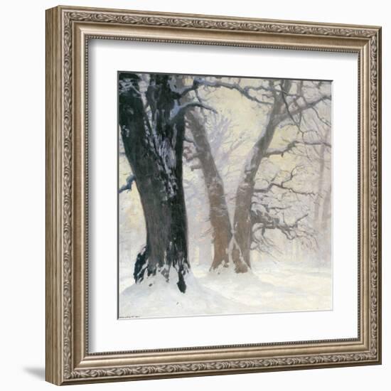 Snow Covered Oaks in the Sun-Eugen Bracht-Framed Art Print