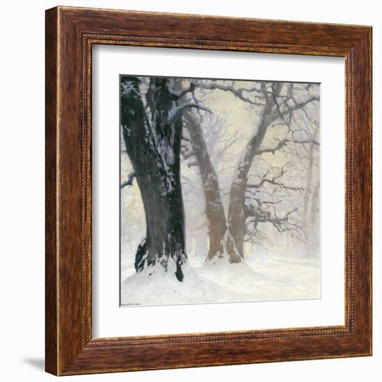 Snow Covered Oaks in the Sun-Eugen Bracht-Framed Art Print