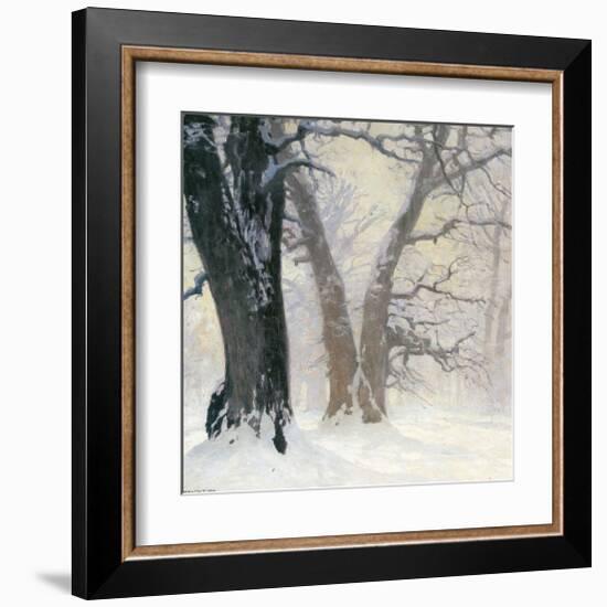 Snow Covered Oaks in the Sun-Eugen Bracht-Framed Art Print