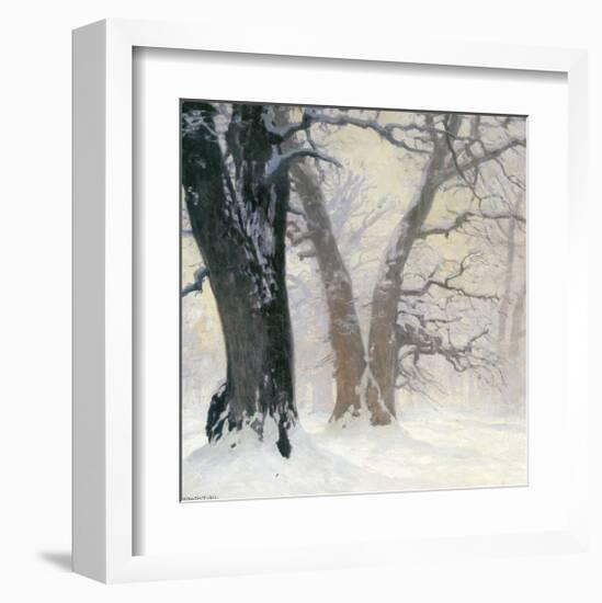 Snow Covered Oaks in the Sun-Eugen Bracht-Framed Art Print