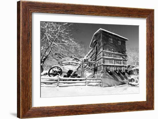 Snow Covered Old Quarry Stamp Mill-George Oze-Framed Photographic Print