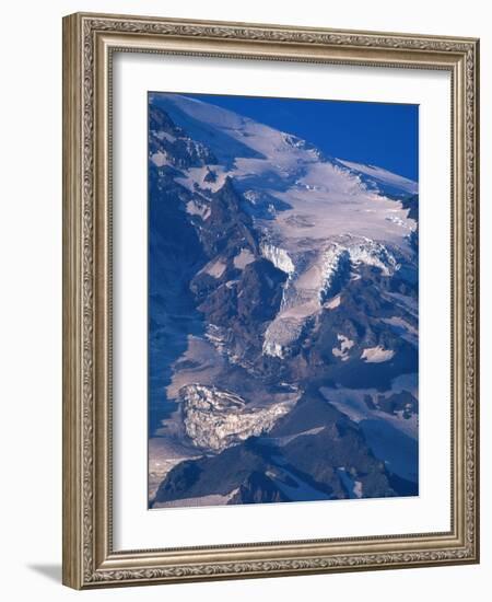 Snow Covered peak of Mount Rainier in the Cascade Mountain Range-Paul Souders-Framed Photographic Print