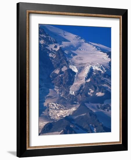 Snow Covered peak of Mount Rainier in the Cascade Mountain Range-Paul Souders-Framed Photographic Print