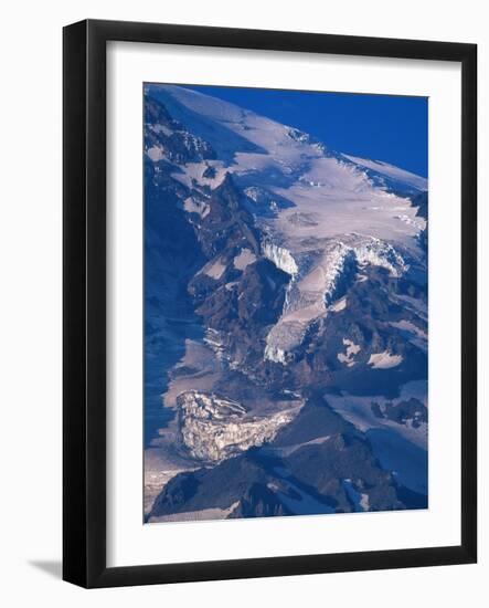 Snow Covered peak of Mount Rainier in the Cascade Mountain Range-Paul Souders-Framed Photographic Print