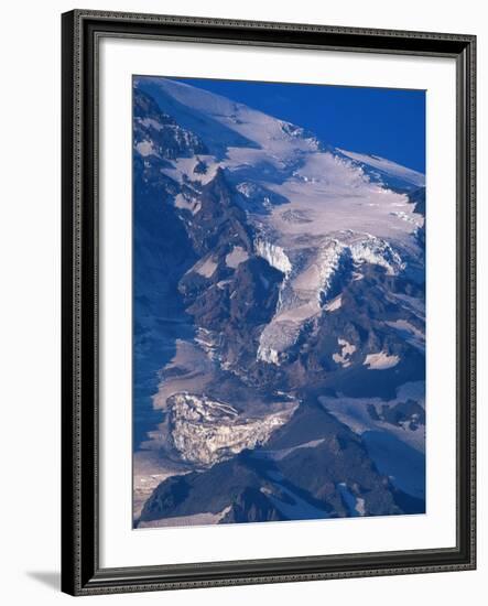 Snow Covered peak of Mount Rainier in the Cascade Mountain Range-Paul Souders-Framed Photographic Print