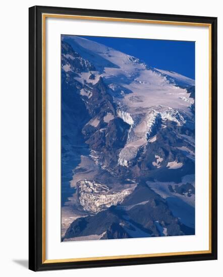 Snow Covered peak of Mount Rainier in the Cascade Mountain Range-Paul Souders-Framed Photographic Print