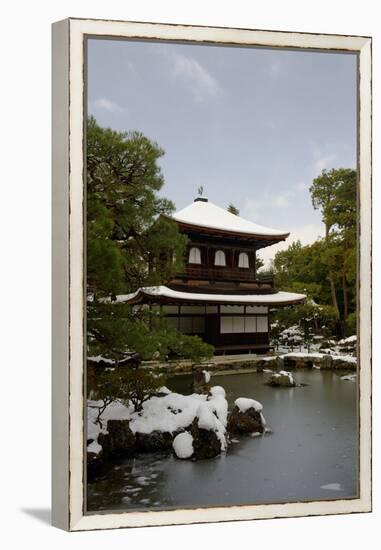 Snow-covered Silver Pavilion, Ginkaku-ji Temple, Kyoto, Japan, Asia-Damien Douxchamps-Framed Premier Image Canvas