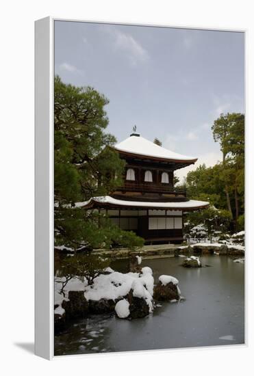 Snow-covered Silver Pavilion, Ginkaku-ji Temple, Kyoto, Japan, Asia-Damien Douxchamps-Framed Premier Image Canvas