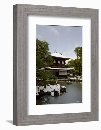 Snow-covered Silver Pavilion, Ginkaku-ji Temple, Kyoto, Japan, Asia-Damien Douxchamps-Framed Photographic Print