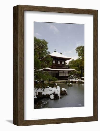 Snow-covered Silver Pavilion, Ginkaku-ji Temple, Kyoto, Japan, Asia-Damien Douxchamps-Framed Photographic Print