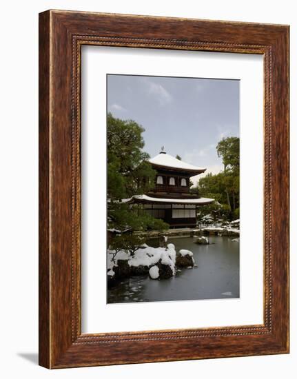 Snow-covered Silver Pavilion, Ginkaku-ji Temple, Kyoto, Japan, Asia-Damien Douxchamps-Framed Photographic Print