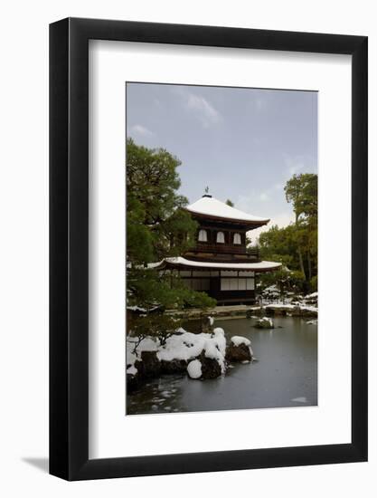 Snow-covered Silver Pavilion, Ginkaku-ji Temple, Kyoto, Japan, Asia-Damien Douxchamps-Framed Photographic Print