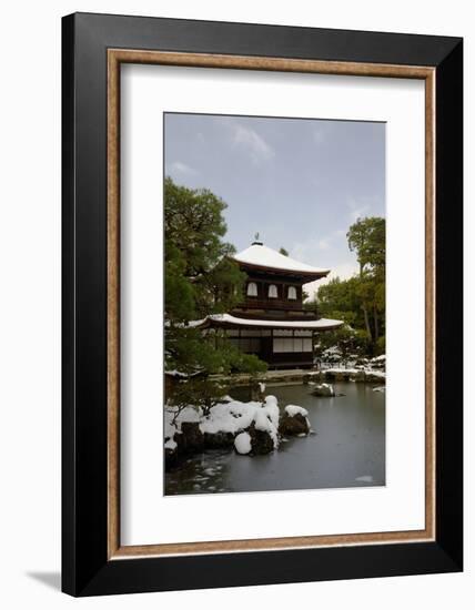 Snow-covered Silver Pavilion, Ginkaku-ji Temple, Kyoto, Japan, Asia-Damien Douxchamps-Framed Photographic Print