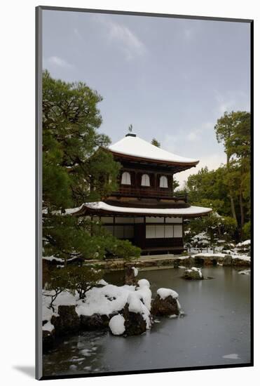 Snow-covered Silver Pavilion, Ginkaku-ji Temple, Kyoto, Japan, Asia-Damien Douxchamps-Mounted Photographic Print