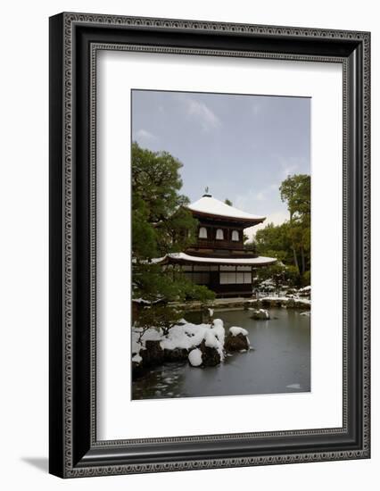 Snow-covered Silver Pavilion, Ginkaku-ji Temple, Kyoto, Japan, Asia-Damien Douxchamps-Framed Photographic Print