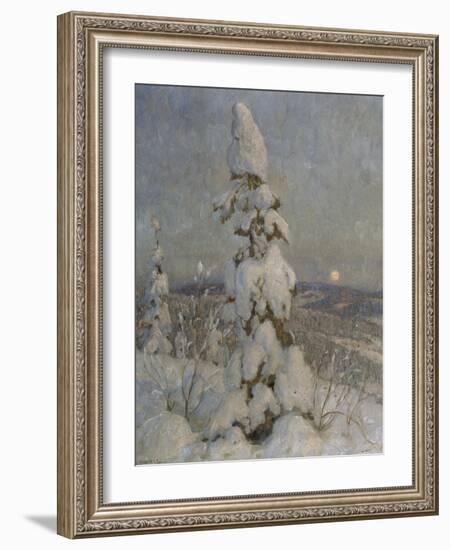 Snow Covered Spruce in Moonlight-Thorolf Holmboe-Framed Giclee Print