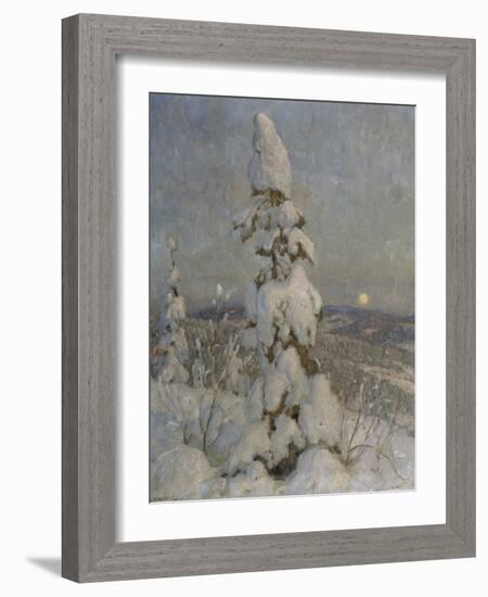 Snow Covered Spruce in Moonlight-Thorolf Holmboe-Framed Giclee Print