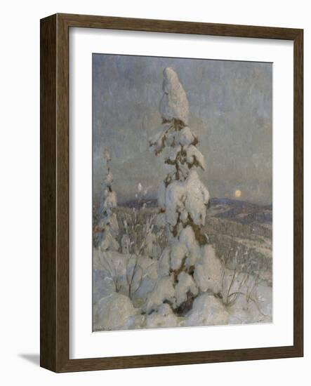 Snow Covered Spruce in Moonlight-Thorolf Holmboe-Framed Giclee Print