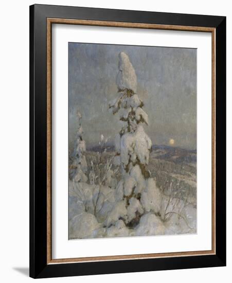 Snow Covered Spruce in Moonlight-Thorolf Holmboe-Framed Giclee Print