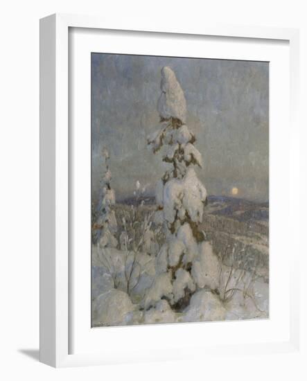 Snow Covered Spruce in Moonlight-Thorolf Holmboe-Framed Giclee Print