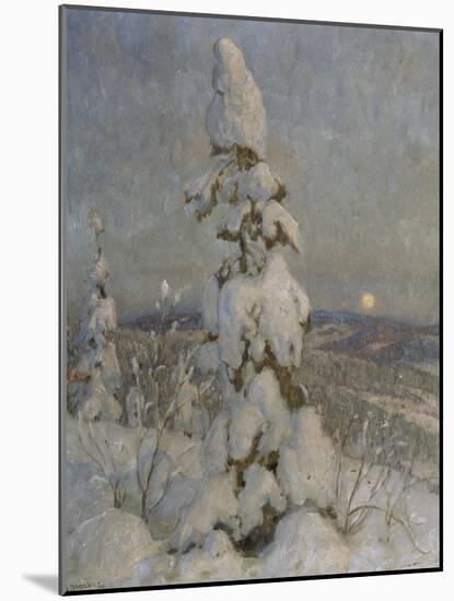 Snow Covered Spruce in Moonlight-Thorolf Holmboe-Mounted Giclee Print