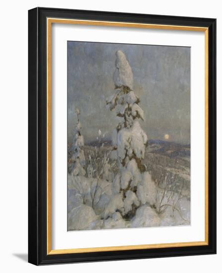 Snow Covered Spruce in Moonlight-Thorolf Holmboe-Framed Giclee Print