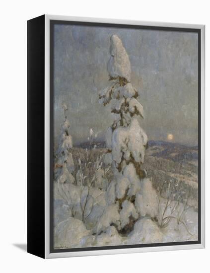 Snow Covered Spruce in Moonlight-Thorolf Holmboe-Framed Premier Image Canvas