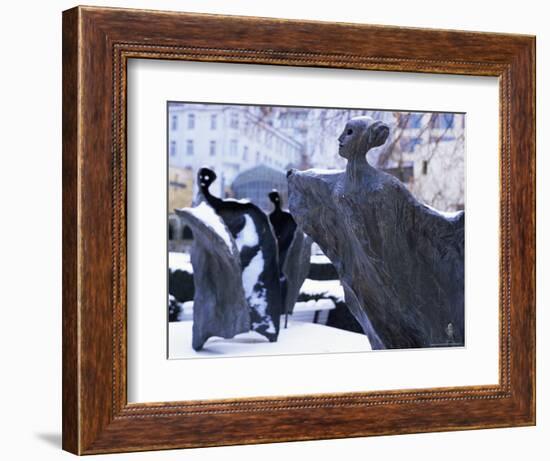 Snow Covered Statues in Frantiskanska Garden, Nove Mesto, Prague, Czech Republic, Europe-Richard Nebesky-Framed Photographic Print