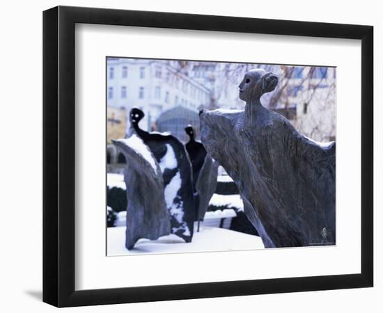 Snow Covered Statues in Frantiskanska Garden, Nove Mesto, Prague, Czech Republic, Europe-Richard Nebesky-Framed Photographic Print