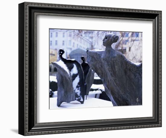 Snow Covered Statues in Frantiskanska Garden, Nove Mesto, Prague, Czech Republic, Europe-Richard Nebesky-Framed Photographic Print