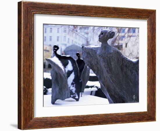 Snow Covered Statues in Frantiskanska Garden, Nove Mesto, Prague, Czech Republic, Europe-Richard Nebesky-Framed Photographic Print