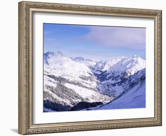 Snow-Covered Valley and Ski Resort Town of Lech, Austrian Alps, Lech, Arlberg, Austria-Richard Nebesky-Framed Photographic Print