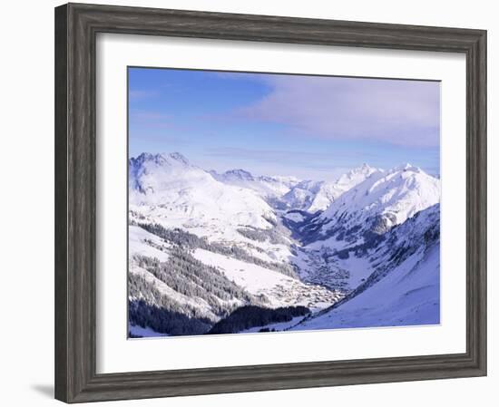 Snow-Covered Valley and Ski Resort Town of Lech, Austrian Alps, Lech, Arlberg, Austria-Richard Nebesky-Framed Photographic Print