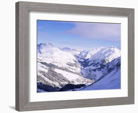 Snow-Covered Valley and Ski Resort Town of Lech, Austrian Alps, Lech, Arlberg, Austria-Richard Nebesky-Framed Photographic Print