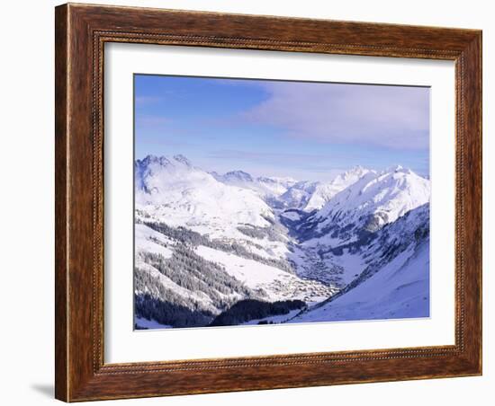 Snow-Covered Valley and Ski Resort Town of Lech, Austrian Alps, Lech, Arlberg, Austria-Richard Nebesky-Framed Photographic Print