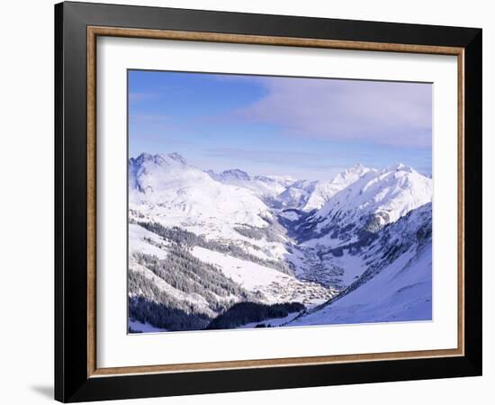 Snow-Covered Valley and Ski Resort Town of Lech, Austrian Alps, Lech, Arlberg, Austria-Richard Nebesky-Framed Photographic Print