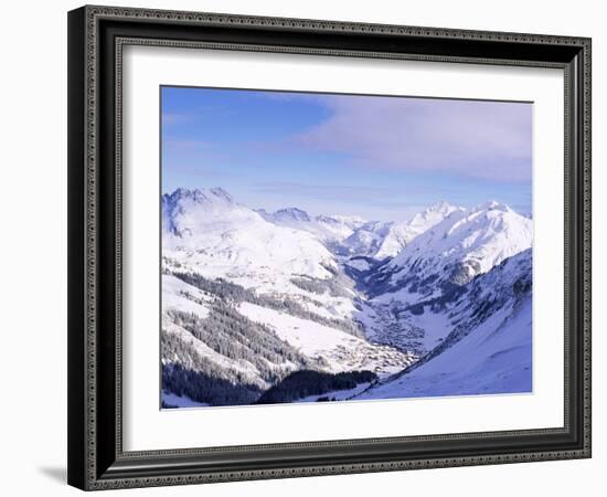 Snow-Covered Valley and Ski Resort Town of Lech, Austrian Alps, Lech, Arlberg, Austria-Richard Nebesky-Framed Photographic Print