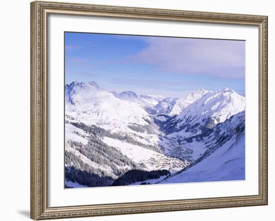 Snow-Covered Valley and Ski Resort Town of Lech, Austrian Alps, Lech, Arlberg, Austria-Richard Nebesky-Framed Photographic Print