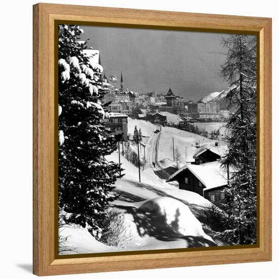 Snow-Covered Winter-Resort Village St. Moritz-Alfred Eisenstaedt-Framed Premier Image Canvas