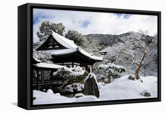 Snow-covered Zen garden in Kodai-ji Temple, Kyoto, Japan, Asia-Damien Douxchamps-Framed Premier Image Canvas