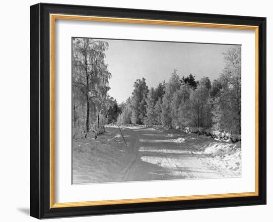 Snow Covering Countryside Northeast of Lake Ladoga-Carl Mydans-Framed Photographic Print