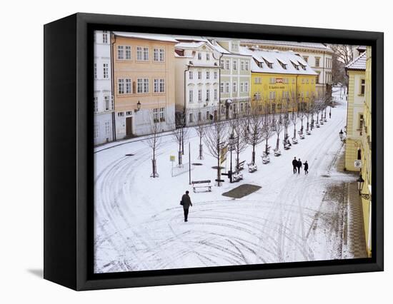 Snow Covering Na Kampe Square, Kampa Island, Mala Strana Suburb, Prague, Czech Republic, Europe-Richard Nebesky-Framed Premier Image Canvas