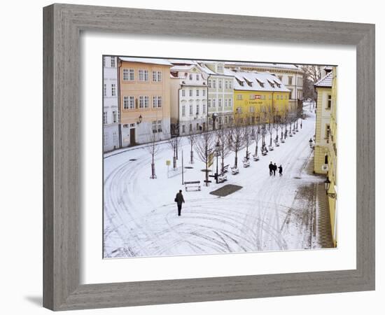 Snow Covering Na Kampe Square, Kampa Island, Mala Strana Suburb, Prague, Czech Republic, Europe-Richard Nebesky-Framed Photographic Print