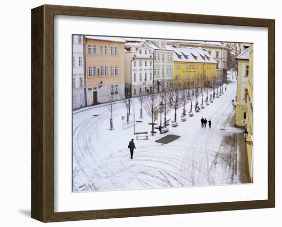 Snow Covering Na Kampe Square, Kampa Island, Mala Strana Suburb, Prague, Czech Republic, Europe-Richard Nebesky-Framed Photographic Print