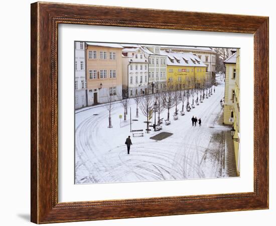 Snow Covering Na Kampe Square, Kampa Island, Mala Strana Suburb, Prague, Czech Republic, Europe-Richard Nebesky-Framed Photographic Print