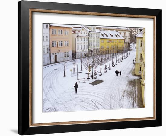 Snow Covering Na Kampe Square, Kampa Island, Mala Strana Suburb, Prague, Czech Republic, Europe-Richard Nebesky-Framed Photographic Print