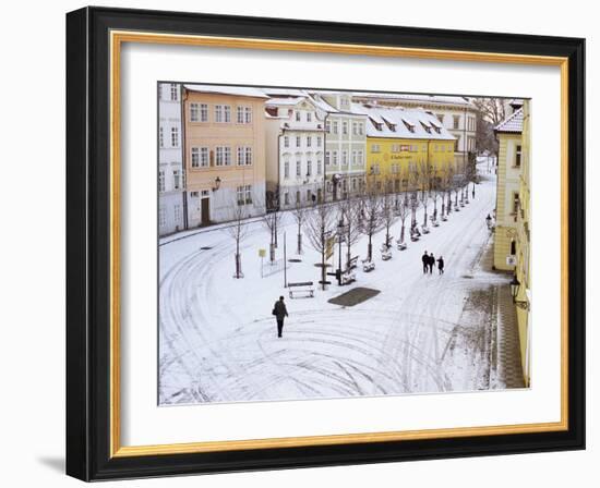 Snow Covering Na Kampe Square, Kampa Island, Mala Strana Suburb, Prague, Czech Republic, Europe-Richard Nebesky-Framed Photographic Print
