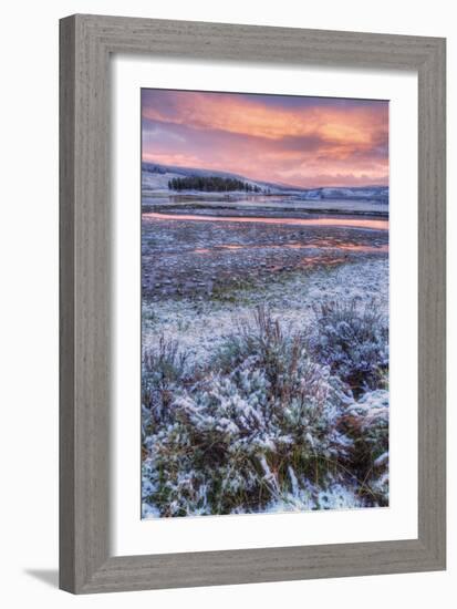 Snow Dusted Sunset and Sagebrush at Hayden Valley-Vincent James-Framed Premium Photographic Print