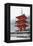 Snow falling on small red pagoda, Kiyomizu-dera Temple, UNESCO World Heritage Site, Kyoto, Japan, A-Damien Douxchamps-Framed Premier Image Canvas