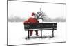 Snow Father Christmas Sitting on Park Bench-null-Mounted Photographic Print